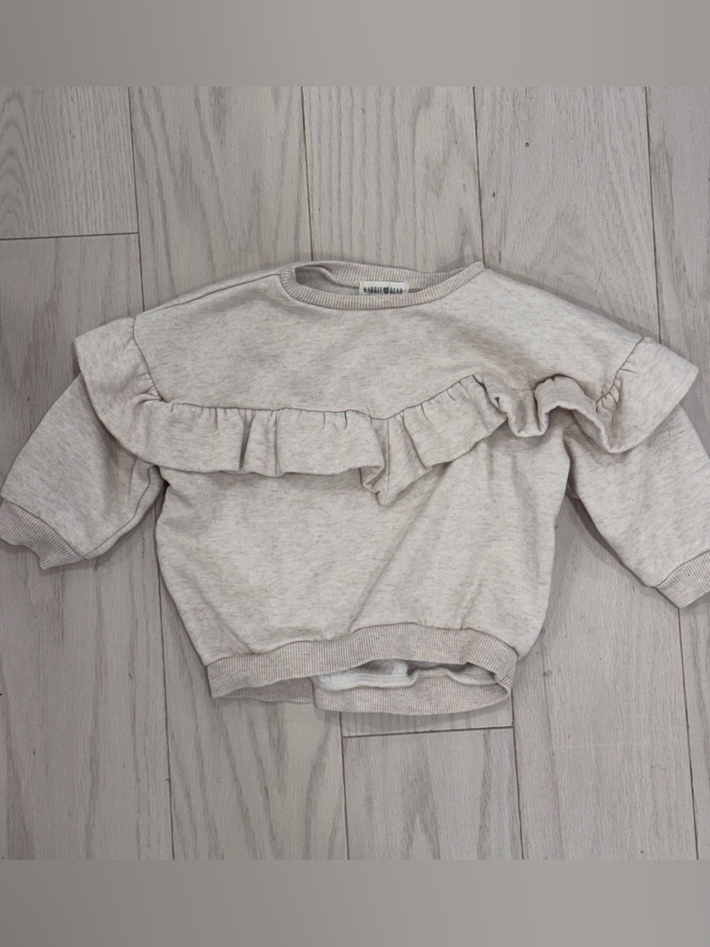 Rabbit + Bear Neutral Cream Ruffle Sweatshirt 18M